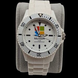 Microsoft Watch Wristwatch White Rubber Bracelet Strap Vintage Time Piece Promo